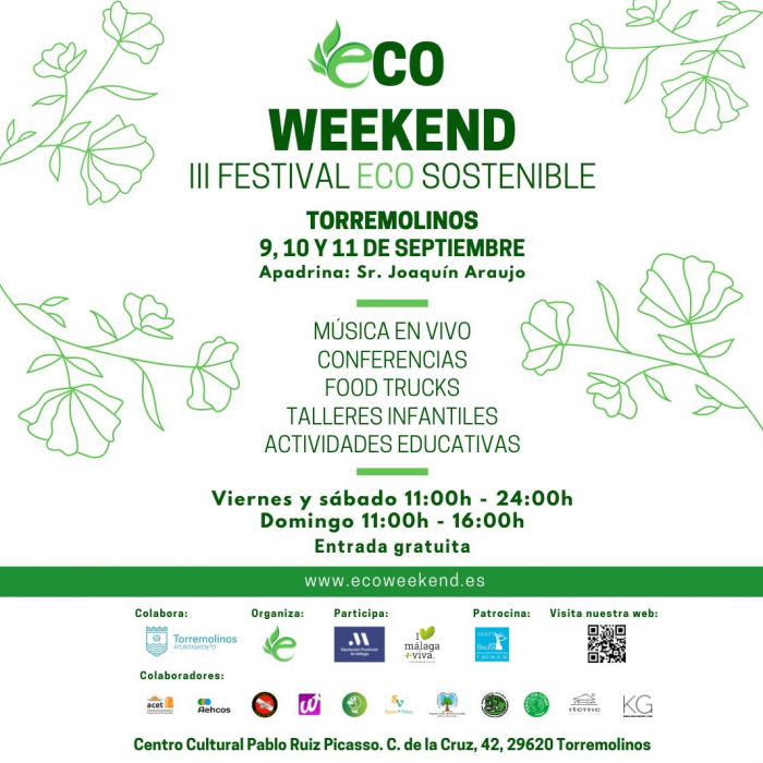El III Festival Eco Sostenible Ecoweekend  se celebrará en Torremolinos los días 9,10 y 11 de septiembre
