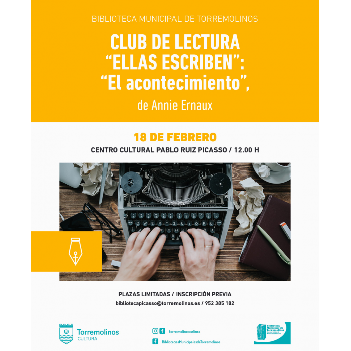 ‘El acontecimiento’ será la lectura a tratar en la próxima sesión del Club de Lectura ‘Ellas Escriben’