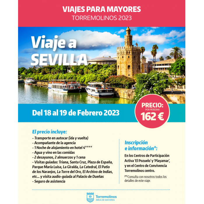 Un viaje a Sevilla permitirá a los mayores de Torremolinos conocer lugares emblemáticos como La Giralda o la Torre del Oro