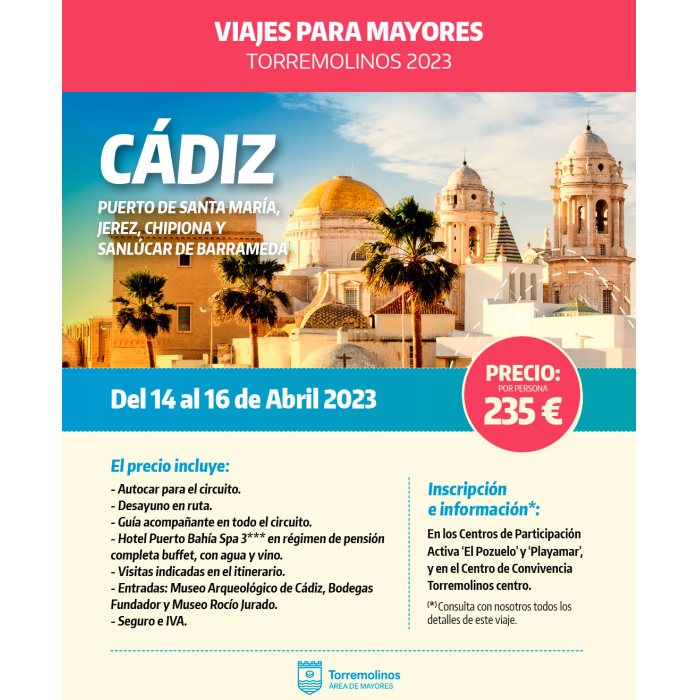 Abierto el plazo de inscripción para un viaje a Cádiz para mayores, con pensión completa y entradas al Museo de Rocío Jurado