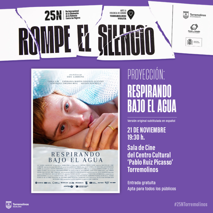 El 21 de noviembre se proyectará la película ‘Respirando bajo el agua’ dentro de los actos por el Día Internacional de la Eliminación de la Violencia contra las Mujeres
