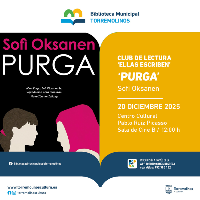Este diciembre el debate del club de lectura ‘Ellas escriben’ será sobre la obra ‘Purga’