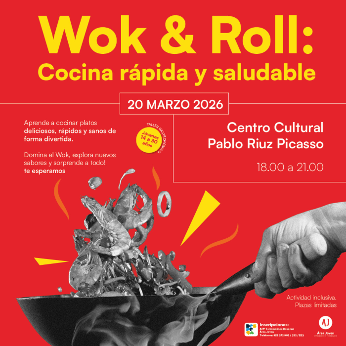 El 20 de marzo tendrá lugar el taller gratuito para jóvenes ‘Wok & Roll. Cocina rápida y saludable’