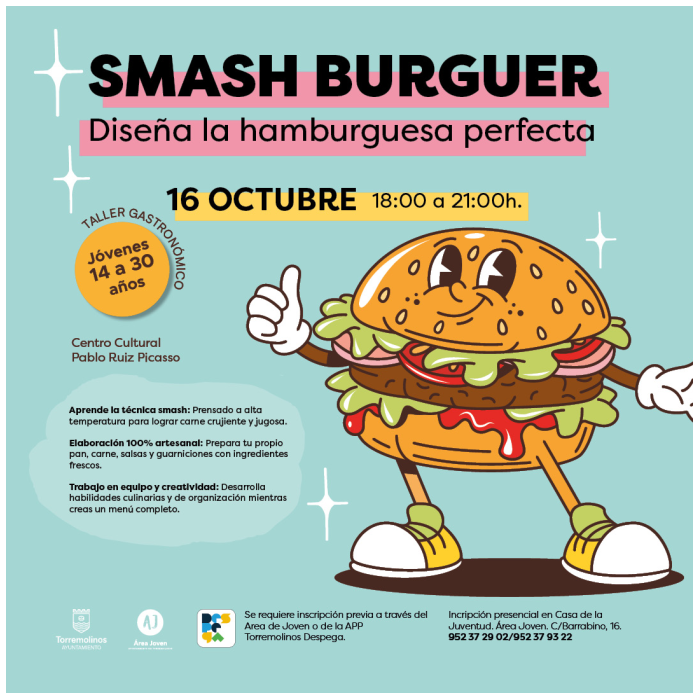Los jóvenes podrán tomar parte en un taller gastronómico de smash burguer