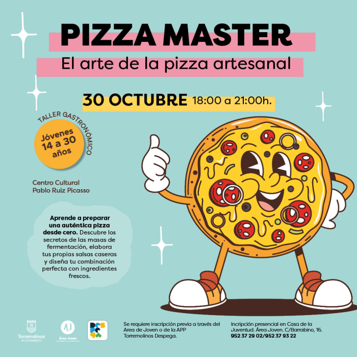 En octubre se podrá disfrutar de un taller de pizza para jóvenes