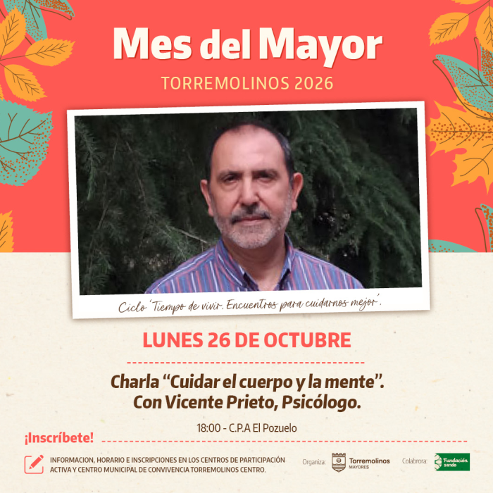 Los mayores tendrán una charla con el psicólogo Vicente Prieto