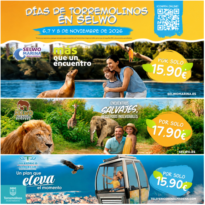 Los residentes en Torremolinos podrán disfrutar de un descuento especial en los parques Selwo Costa del Sol del 6 al 8 de noviembre